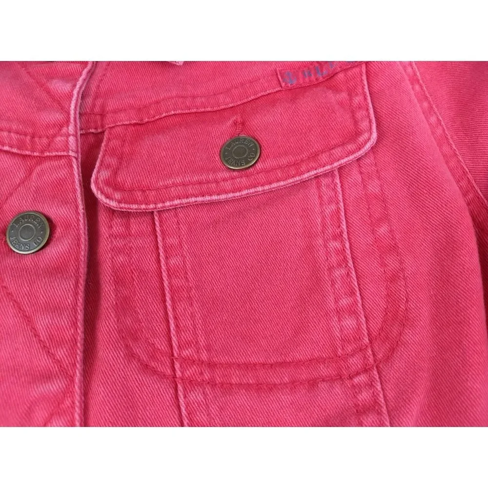 Ralph Lauren Jeans Co. Womens M Vintage Red Denim Jean Jacket Metal Logo Buttons - Picture 9 of 16